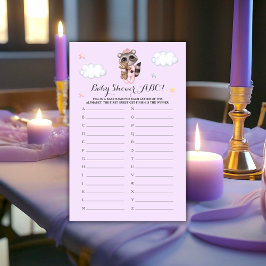 Papier Raccoon Animal Girl Baby shower Jeu ABC