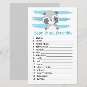 Papier Raccoon Baby jeu de brouillage de mot