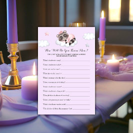 Papier Raccoon Baby shower Jeu Connaissez-Vous Maman ?