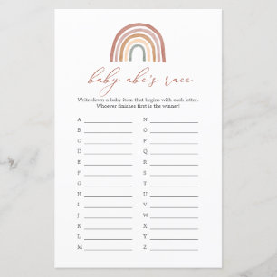 Papier Rainbow Baby shower Baby ABC's Race Game