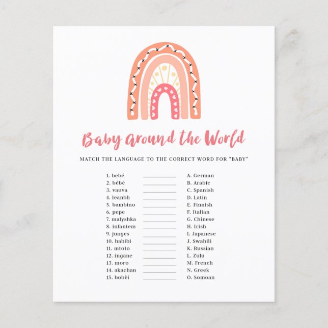 Papier Rainbow Baby shower Baby autour du monde jeu (Devant)