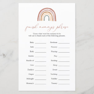 Papier Rainbow Baby shower Finish Mommy's Phrase Game