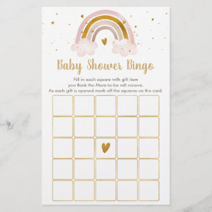 Papier Rainbow Neutral Gold Pastel Baby shower Bingo Jeu