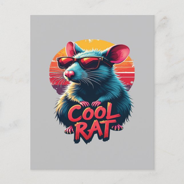 Papier Raton cool avec lunettes de soleil design rétro co (Devant)