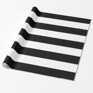 Papier rayé noir et blanc d'emballage cadeau