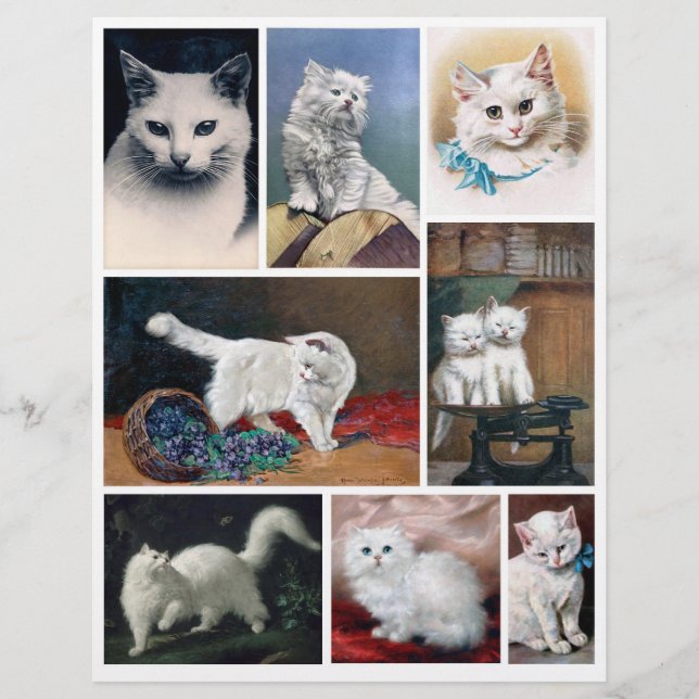 Papier Real (not AI) White Cat Images from Victorian Era (Devant)