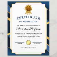 Réalisation Apprécier Gold Blue Certificat