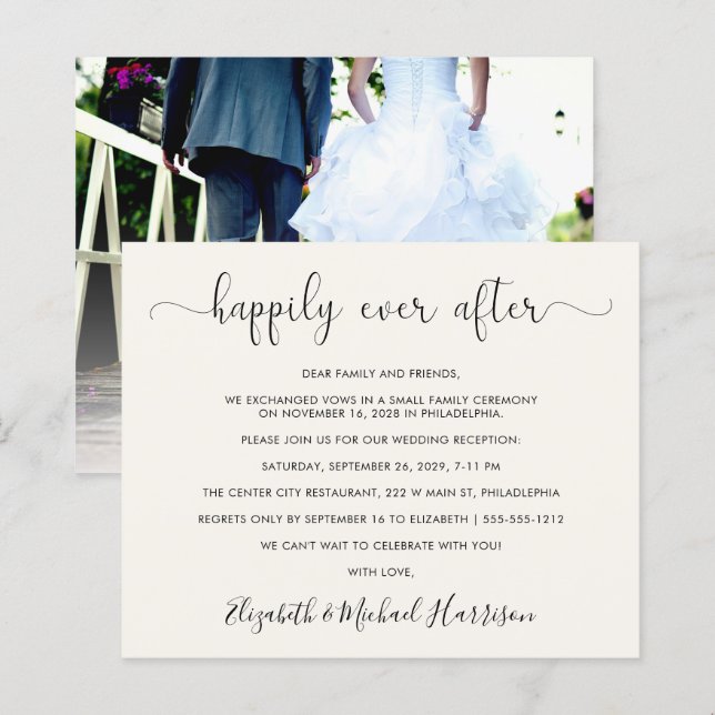 Papier Réception de mariage budgétaire Photo Cream Invita (Devant / Derrière)