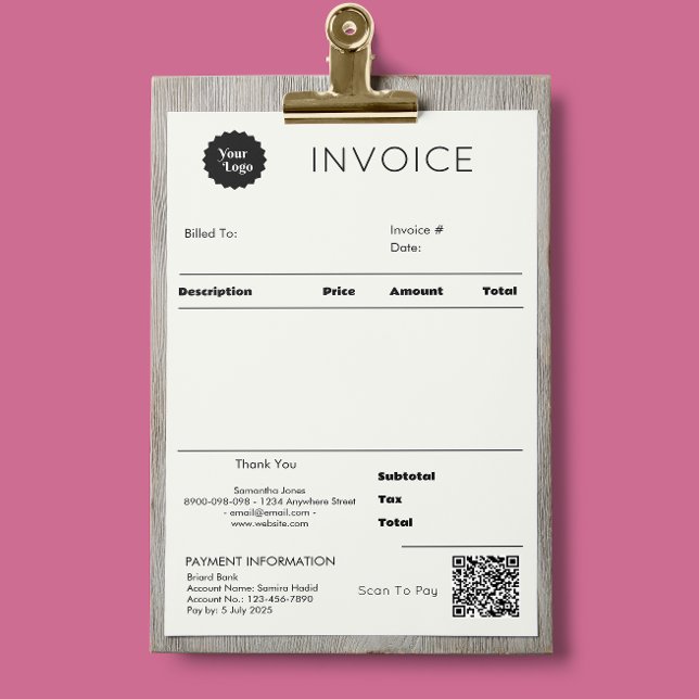 Papier Réception de vente de facture commerciale noire et (Modern Invoice Sales Receipt Small Business)