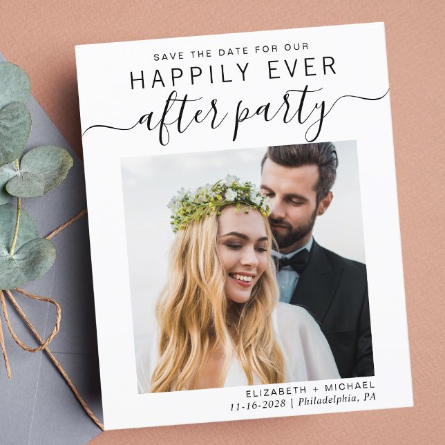 Papier Réception Mariage Photo Code QR Enregistrer La Dat (A stylish save the date announcement for a reception to celebrate your elopement or private wedding)