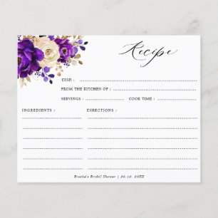 Papier Recette de douche royale violet violet or nuptiale