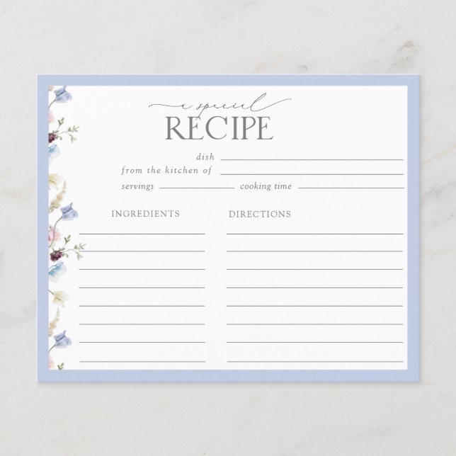 Papier Recette de Fête de Mariage Élégante aux Fleurs Sau (Devant)