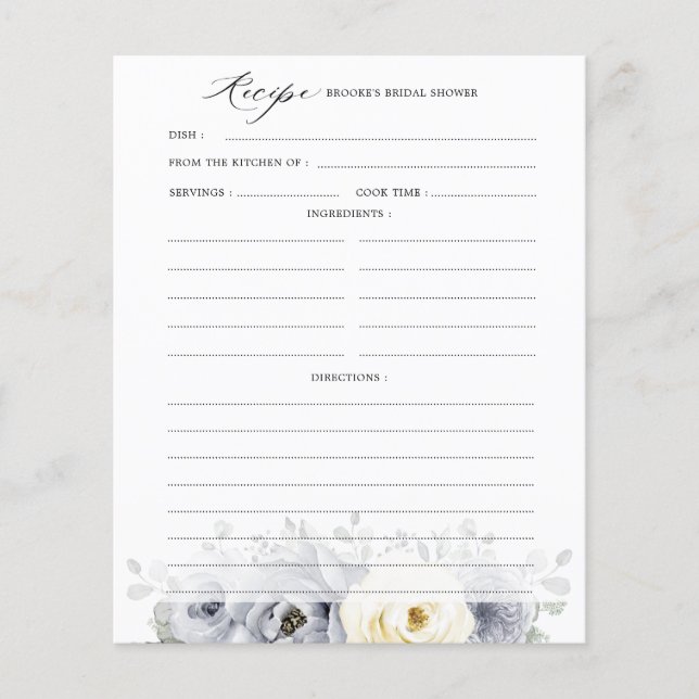 Papier Recette de Fête des mariées de Boho floral d'ivoir (Devant)