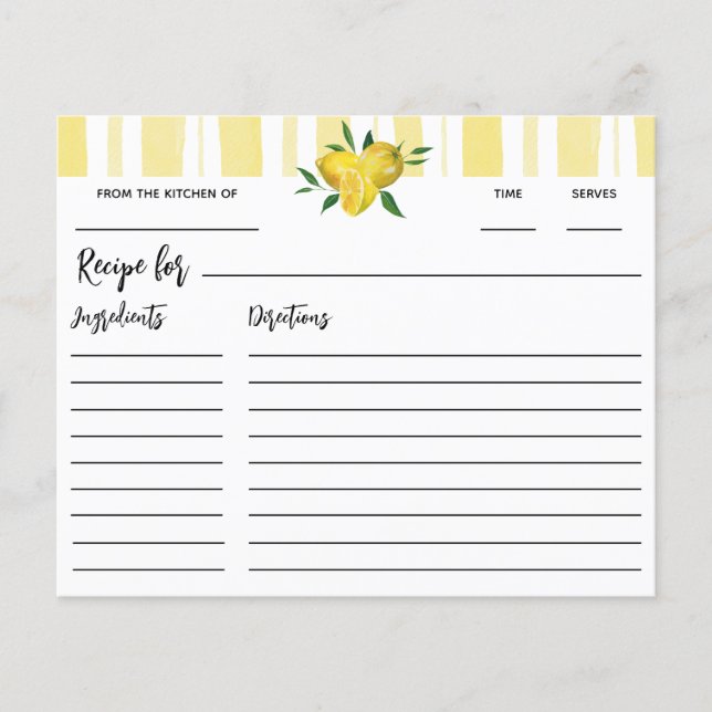 Papier Recette de Fête des mariées de citron moderne (Devant)
