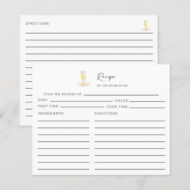 Papier Recette de Fête des mariées de perles Prosecco (Devant / Derrière)