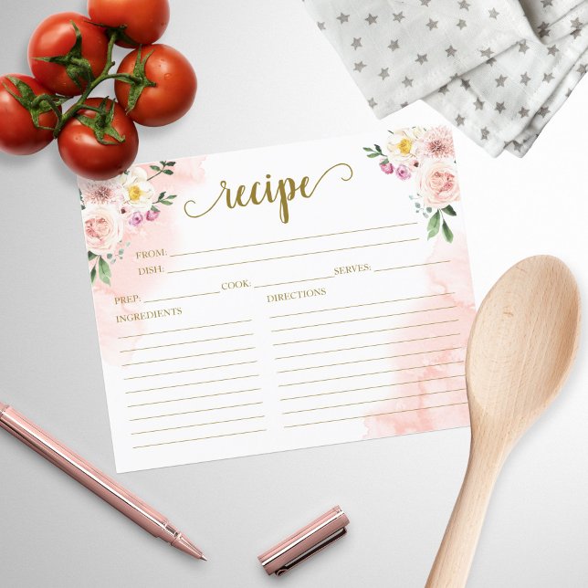 Papier Recette de Fête des mariées d'or florale rose (Créateur téléchargé)