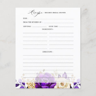 Papier Recette de Fête des mariées d'or violet royal viol
