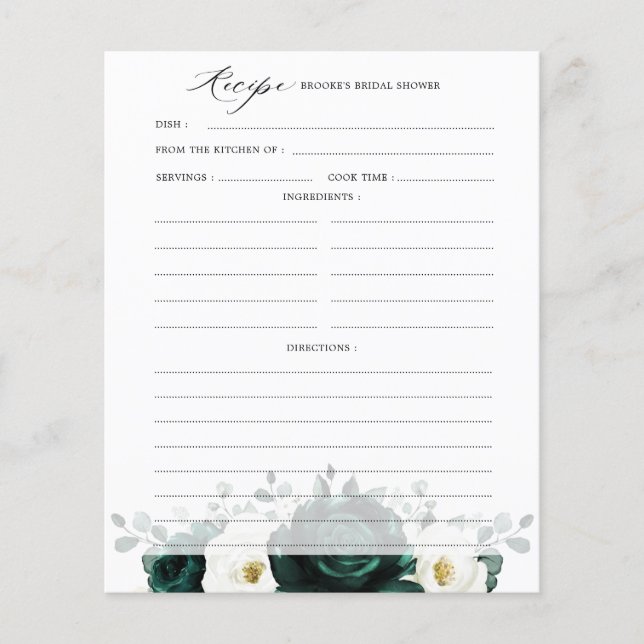 Papier Recette de Fête des mariées Emerald Greenery Eucal (Devant)
