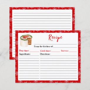 Papier Recette de gâteau de Noël pour la cuisson des fête