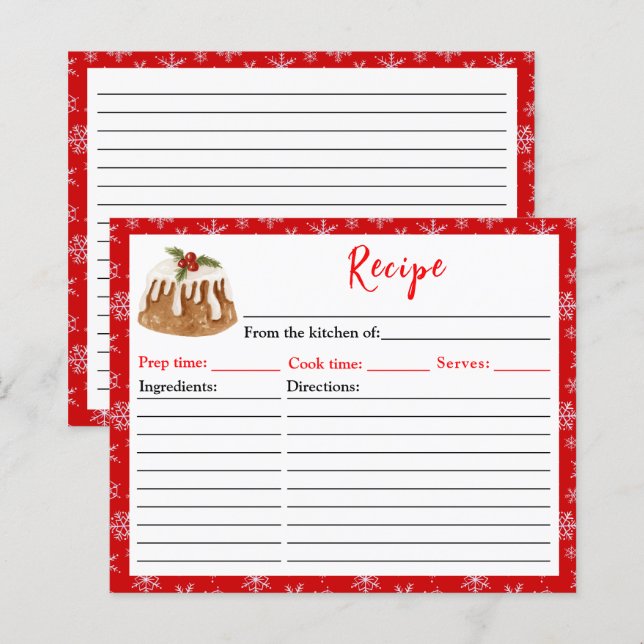 Papier Recette de la pâtisserie de Noël (Devant / Derrière)