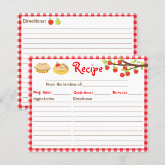 Papier Recette de tarte Apple En vichy rouge Recette