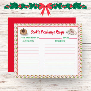 Papier Recette d'échange de biscuits de Noël à l'aquarell