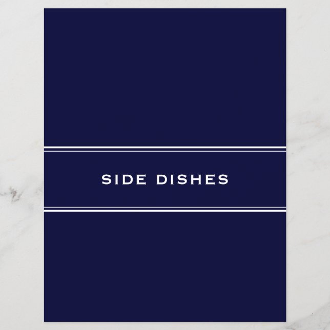 Papier Recette Divider Plats Côtés Marine Bleu (Devant)