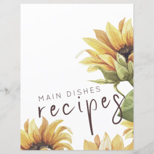 Papier Recette Divider Plats principaux Aquarelle Tournes