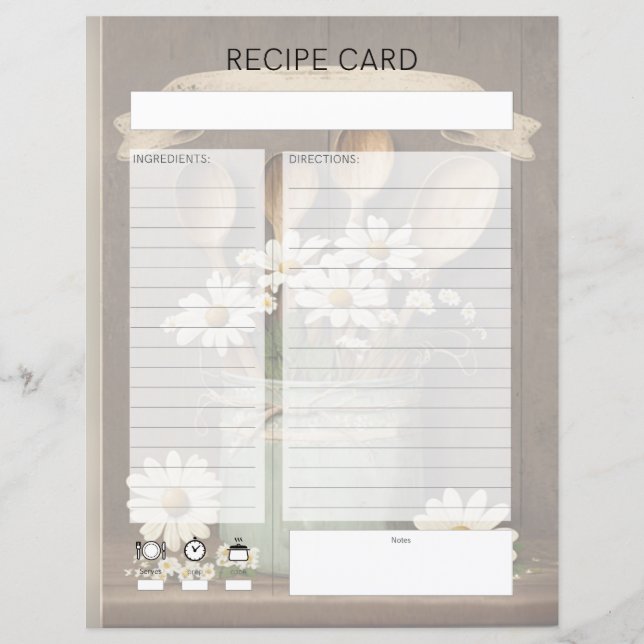 Papier Recette Pays Rustlic Insertion (Devant)