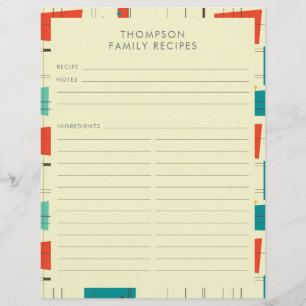 Papier Recette personnalisée vert sarcelle moderne du mil