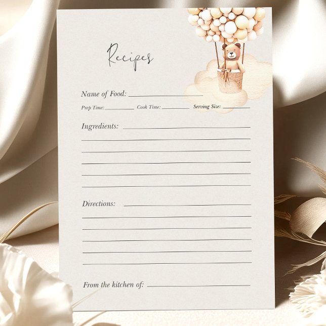 Papier Recettes de jeu Baby shower d'ours (Créateur téléchargé)