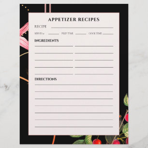 Papier Recettes d'entrées Cerises botaniques noires