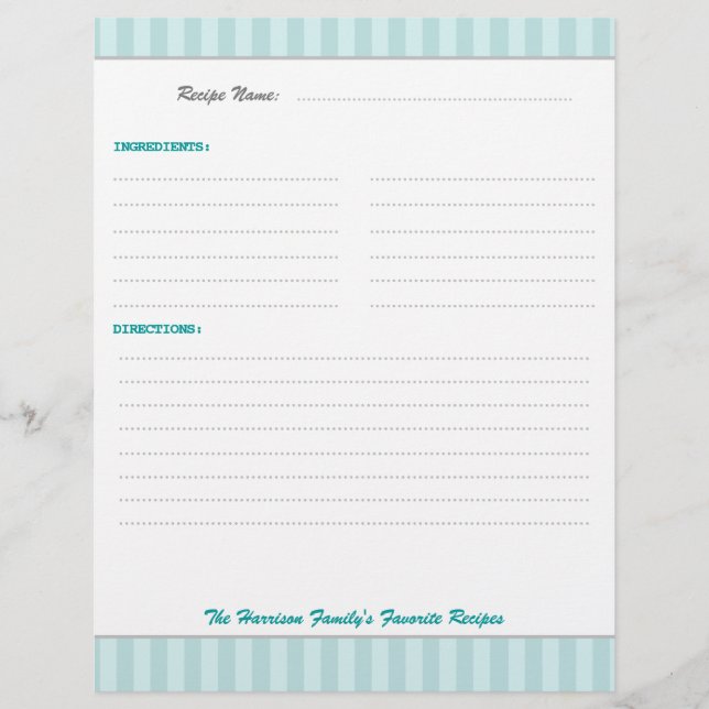Papier Recettes tendance Retro Classeur Insertion (Devant)