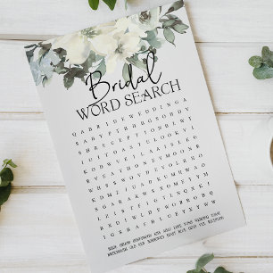 Papier Recherche de mots de jeu de douche de mariée Fleur