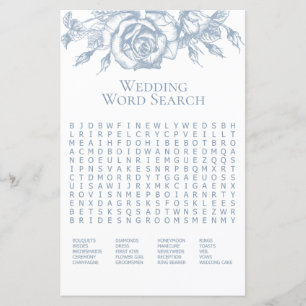 Papier Recherche de mots de mariage floral élégant bleu p