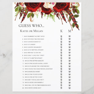 Papier Recherche de mots de mariage LGBTQ Boho Roses Roug