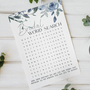 Papier Recherche de mots jeu de Baby Shower Fleurs Bleu P