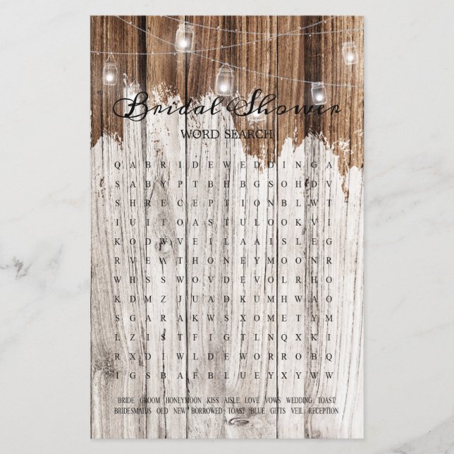 Papier Recherche de mots jeu de Baby Shower Lanterne en b (Devant)