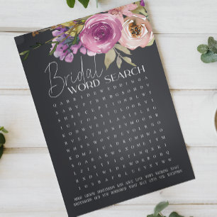 Papier Recherche de mots jeu de Baby Shower Rose Poussiér