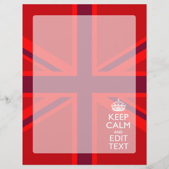 Papier Red Keep Calm Have Your Text on Union Jack Flag (Devant)