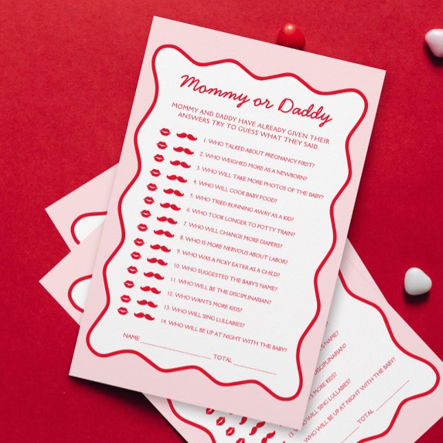 Papier Red Pink Cherry Baby shower Devinez Qui Joue (Créateur téléchargé)