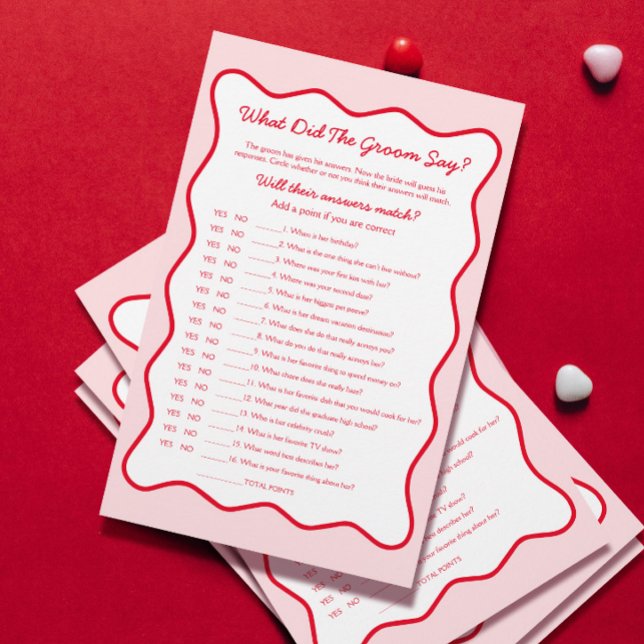 Papier Red Pink Fête des mariées jeu Qu'a dit la chambre (Créateur téléchargé)