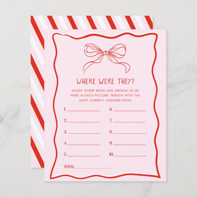 Papier Red Pink Hand Drawn Bow Where Were They Xmas Game (Devant / Derrière)