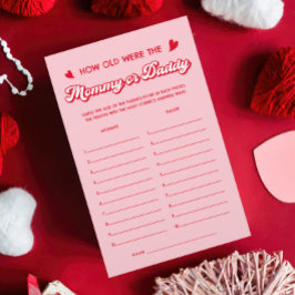 Papier Red Pink Valentines Baby shower Jeu Guess Age
