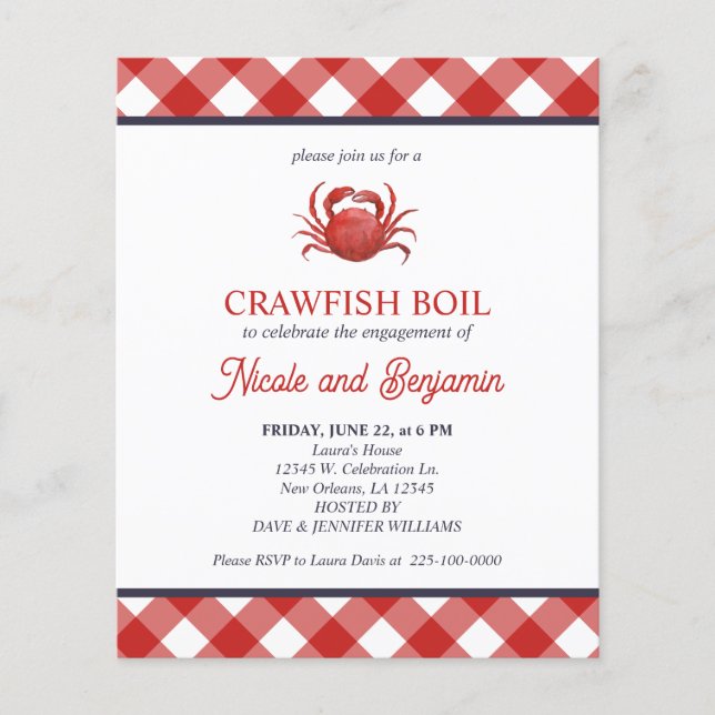 Papier RED Plaid Crawfish Boire la partie d'engagement de (Devant)