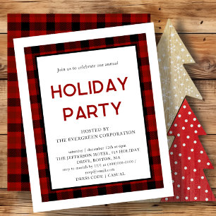 Papier Red Plaid   Invitation de fête de vacances d'entre