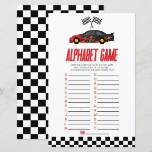 Papier Red Race Car Alphabet Baby shower Jeu