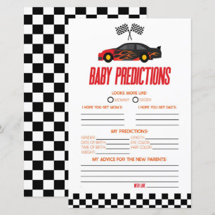 Papier Red Race Car Baby shower de prédictions jeu