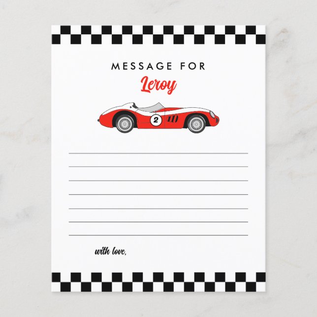 Papier Red Race Car Boy Birthday Time Capsule Note Card (Devant)