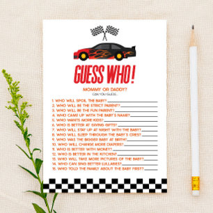 Papier Red Race Car Devine Qui Baby shower Jeu